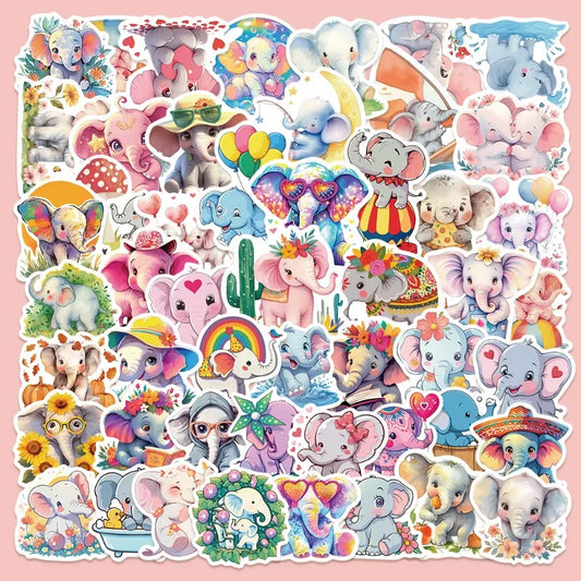 50pcs Elephant Graffiti Stickers for Helmet, Wall, DIY Decoration Wholesale