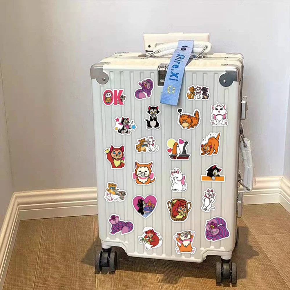 10/30/60PCS Disney Cute Cartoon Cheshire Cat Marie Cat Sticker DIY Guitar Laptop Luggage Skateboard Graffiti Decals for Kids Toy