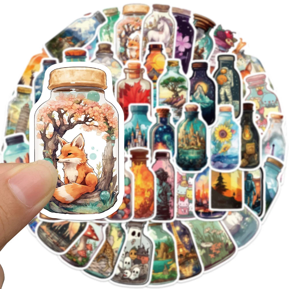 50PCS Cute Cartoon Bottle Big World Waterproof Graffiti Sticker Toy Decoration Scrapbook Suitcase Skateboard Helmet Phone