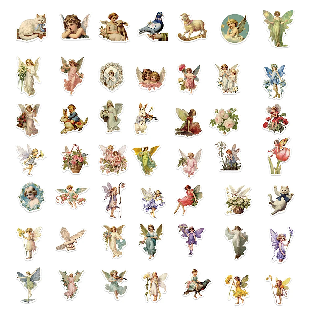 10/30/50PCS Oil Painting Elf Fairytale Cute Angel Stickers Decoration Skateboard Laptop Bike Suitcase Wall Decals Cartoon Toys