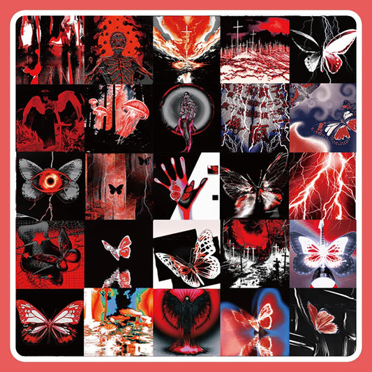 Red Art Sticker Decals for Phone, Laptop, Luggage, Skateboard - 10/30/60PCS