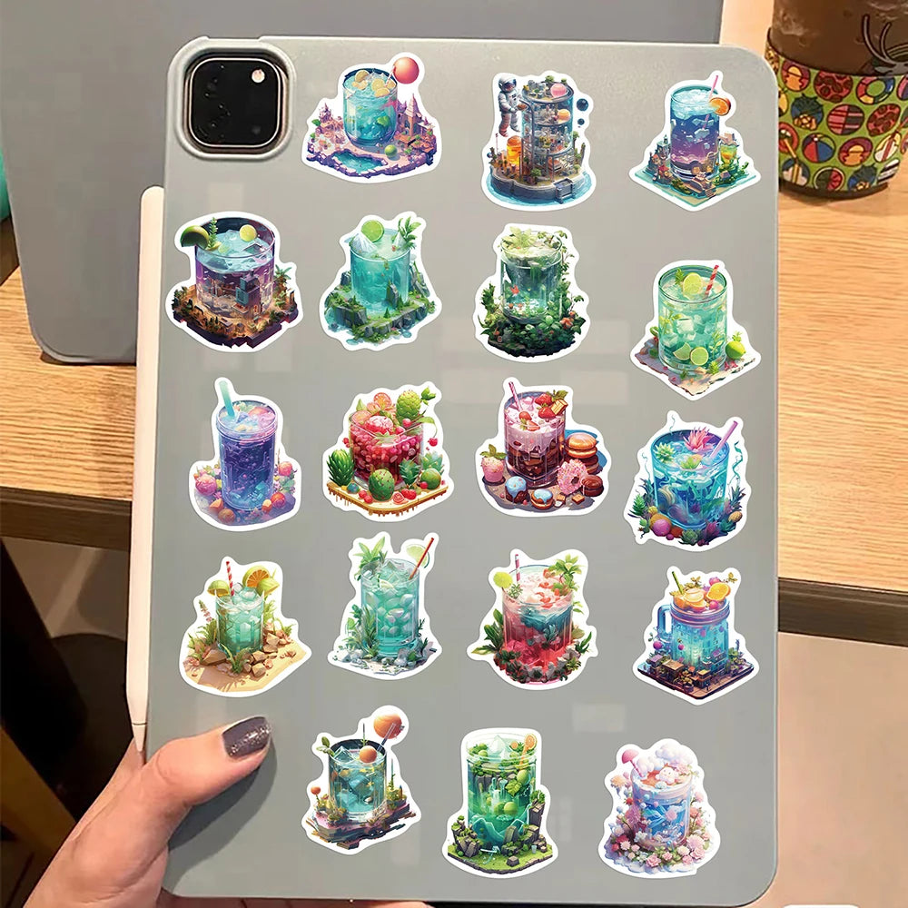 10/30/50PCS Kawaii Cup Drink World Stickers DIY Decoration Notebook Bike Suitcase Phone Fridge PVC Waterproof Decal Graffiti Toy
