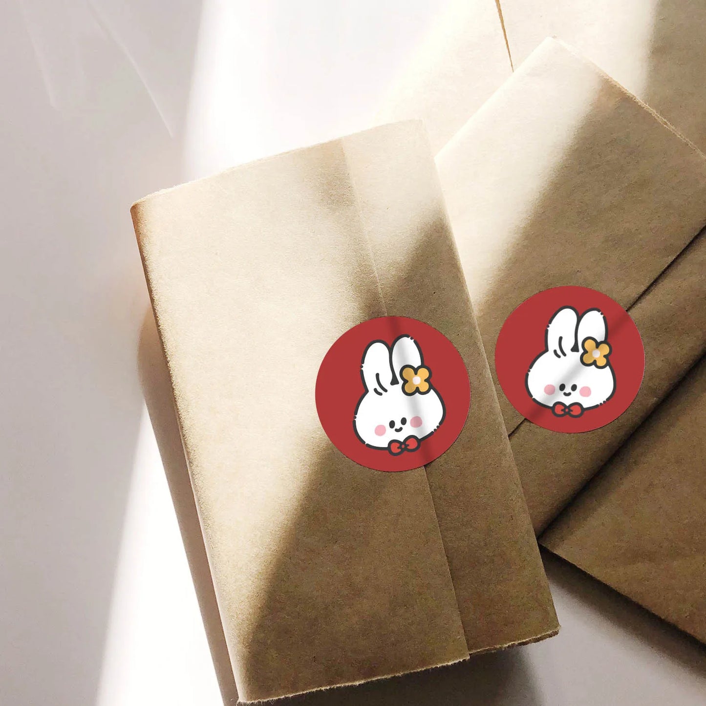 100-500pcs Round Cute Cartoon Rabbit Stickers Children Stationery Reward Stickers Gift Package Sealing Decor Labels