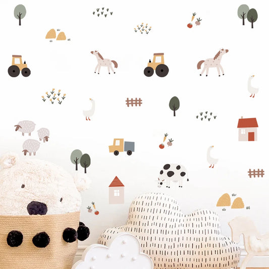 Boho Cute Cow Watercolor Wall Decals for Kids Nursery Bedroom