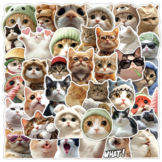 50Pcs Cute Cat Stickers Waterproof DIY Decals