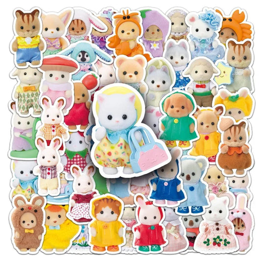 Sylvanian Families Cartoon Stickers 50pcs for Suitcase, Cup, Car, Laptop, Refrigerator