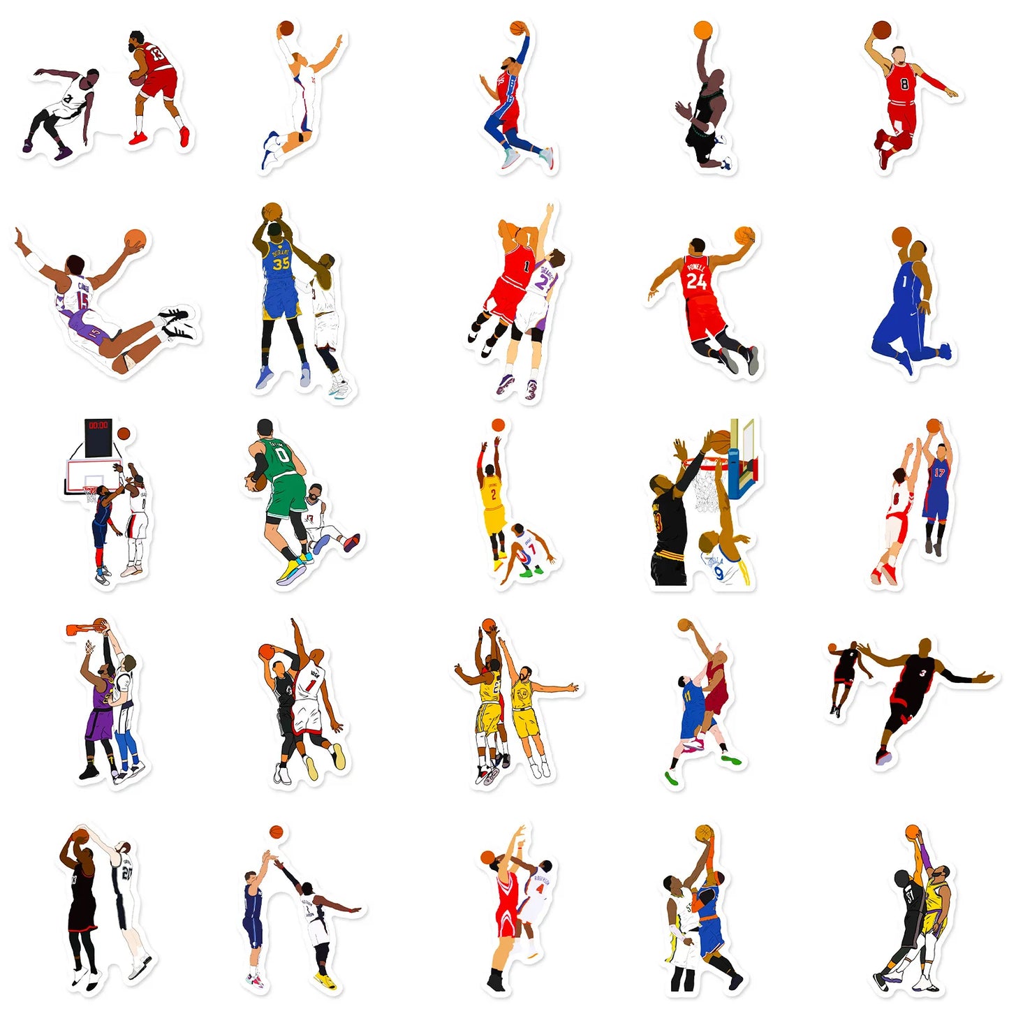 50pcs Classic Action Basketball Collection Motorcycle Car Hood Helmet Suitcase Guitar Waterproof Sticker