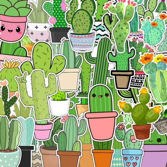 Cactus Stickers Pack for Water Bottle Laptop Phone Luggage Scrapbook
