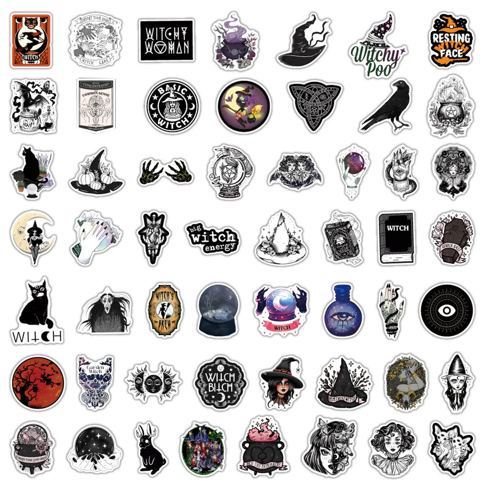 10/30/50/100pcs Gothic Magic Witch Apothecary Stickers Laptop Luggage Skateboard Motorcycle Guitar Phone Cool Sticker Kid Toy