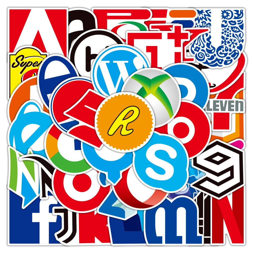 50pcs Cartoon Graffiti Letter Stickers for Laptop, Motorcycle, Phone, Kids Toys