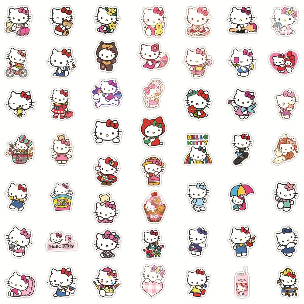 10/30/50pcs Sanrio Hello Kitty Cartoon Anime Stickers Kawaii Girl Decals Graffiti Suitcase Aesthetic Waterproof Sticker for Kids