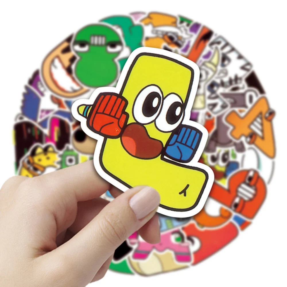 10/52Pcs Funny Cartoon Anime Alphabet Lore Stickers For Laptop Luggage Phone Skateboard Waterproof Graffiti Helmet Car Decals