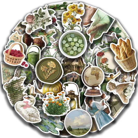 50pcs Vintage Garden Stickers for Kids Scrapbooking