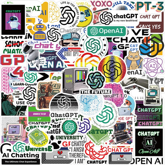 Cartoon Chat GPT Programming Stickers - 10/30/60pcs Waterproof Decals for Laptop, Phone, Skateboard, Motorcycle