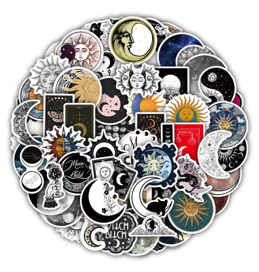 Sun Moon Gothic Cartoon Stickers - DIY Scrapbook Laptop Car Decals