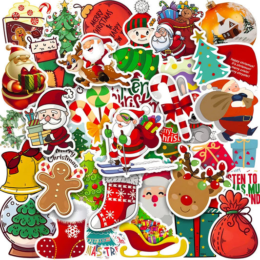 Cartoon Christmas Santa Stickers for Laptop, Luggage, Phone, Scrapbook, Guitar, Car - 10/30/50PCS