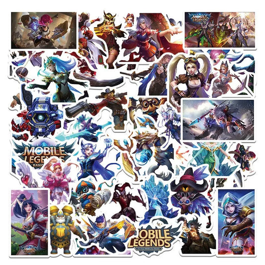 50pcs Mobile Legends Stickers for Laptop, Phone, Car, Scooter, Water Bottle, Suitcase, Refrigerator, Stationery