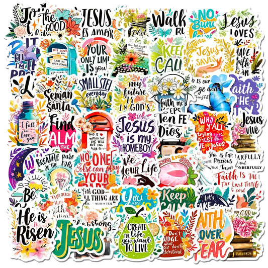 10/50/100Pcs Inspirational Jesus Phrase Christians Religion Bible Stickers Skateboard Graffiti Luggage Phone Motorcycle Sticker