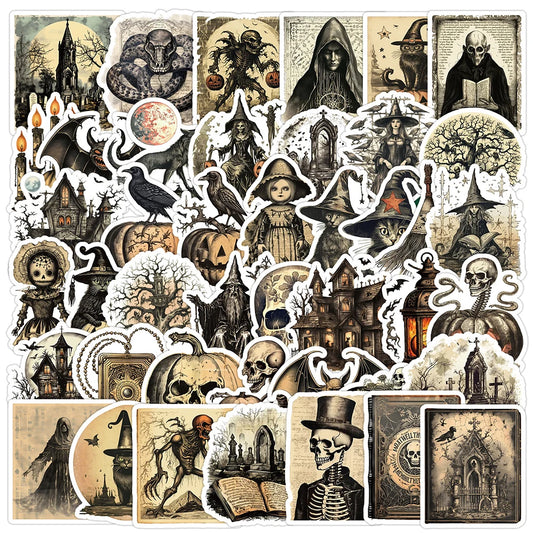 Horror Witch Skull Stickers Decals Waterproof for Skateboard Car Laptop Phone Motorcycle