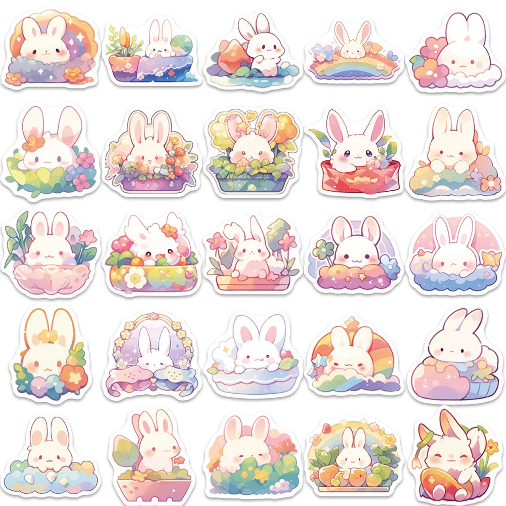 10/30/50pcs Funny Cute Rainbow Rabbit Graffiti Stickers Kawaii Decals Laptop Phone Notebook Decoration Kids Classic Toy Sticker