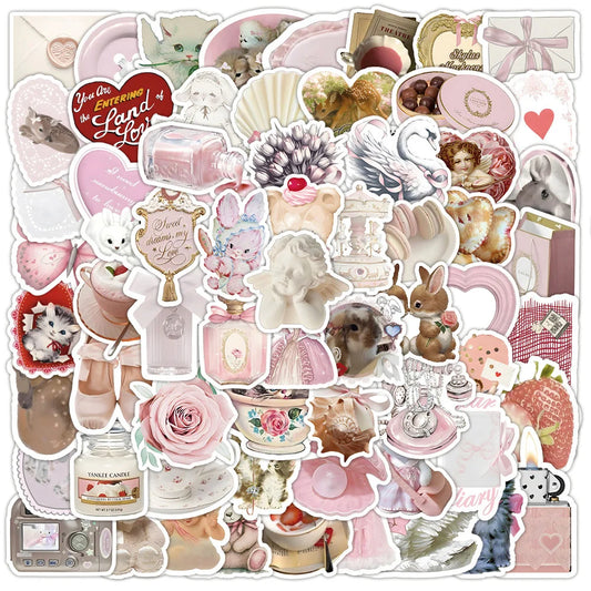Cute Pink Animal Stickers for Laptop Phone Suitcase Diary Kids Gift