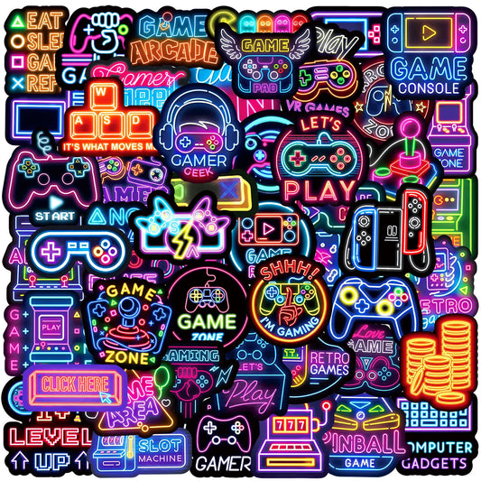 50PCS Neon Video Game Stickers for Laptop & Phone