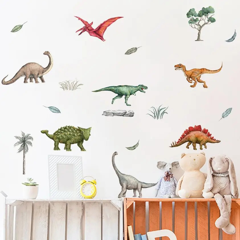 Dinosaur Watercolor Nursery Wall Decals Kids Room Decor