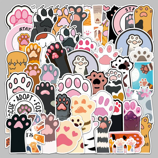 50pcs Cute Cat Claw Graffiti Stickers for Helmet, Wall, DIY Decoration