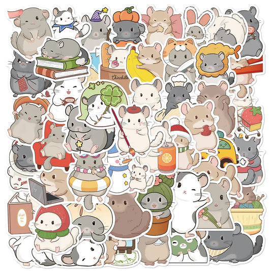 60pcs Cute Chinchilla Graffiti Stickers for Helmet, Wall, DIY Decoration