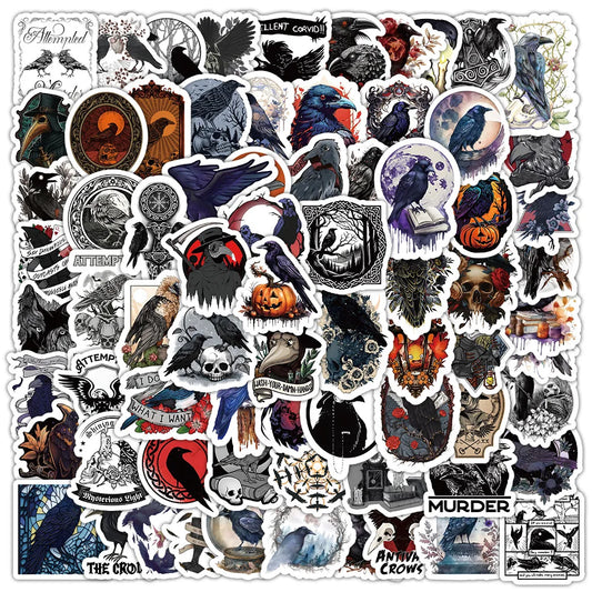 Dark Crow Cartoon Animal Stickers - 10/30/50/100PCS for Laptop, Luggage, Snowboard, Graffiti Decals