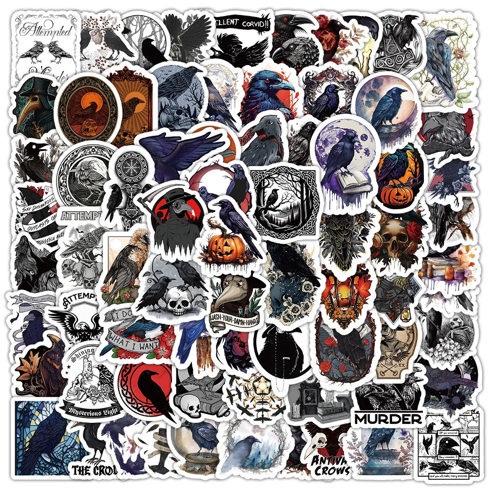 Dark Crow Cartoon Animal Stickers - 10/30/50/100PCS for Laptop, Luggage, Snowboard, Graffiti Decals