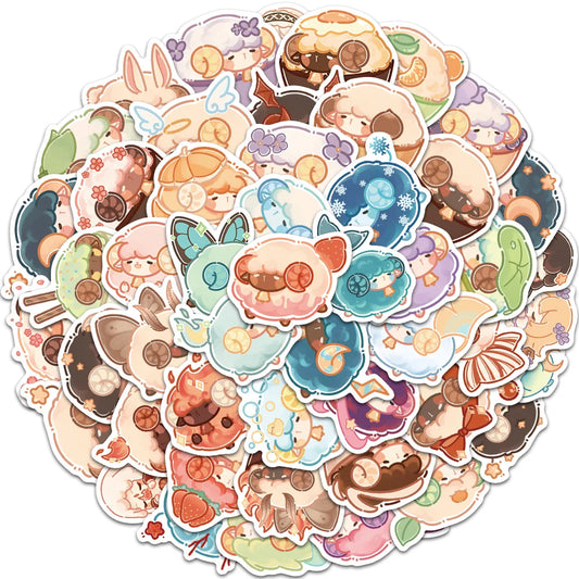 50PCS Kawaii Cartoon Sheep Stickers for Luggage, Phone, Laptop, Guitar, Kids Toy