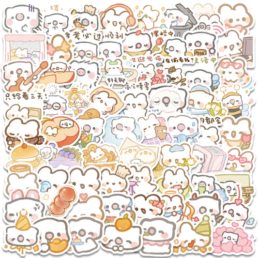 70PCS Kawaii Pig Rabbit Stickers Waterproof Laptop Guitar Skateboard Decals