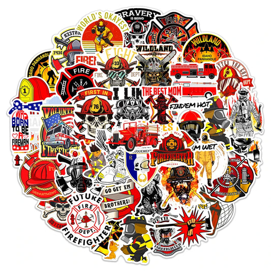 Firefighter Waterproof Stickers 10/30/50pcs for Skateboard, Laptop, Car, Motorcycle, Guitar, Phone, Bike