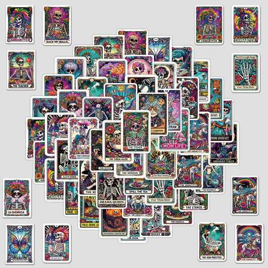 Tarot Skull Cartoon Stickers for Phone Laptop Luggage Skateboard - 10/30/50PCS
