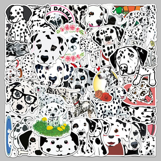 50pcs Cute Dalmdog Cartoon Stickers for Helmet, Wall, DIY Decoration