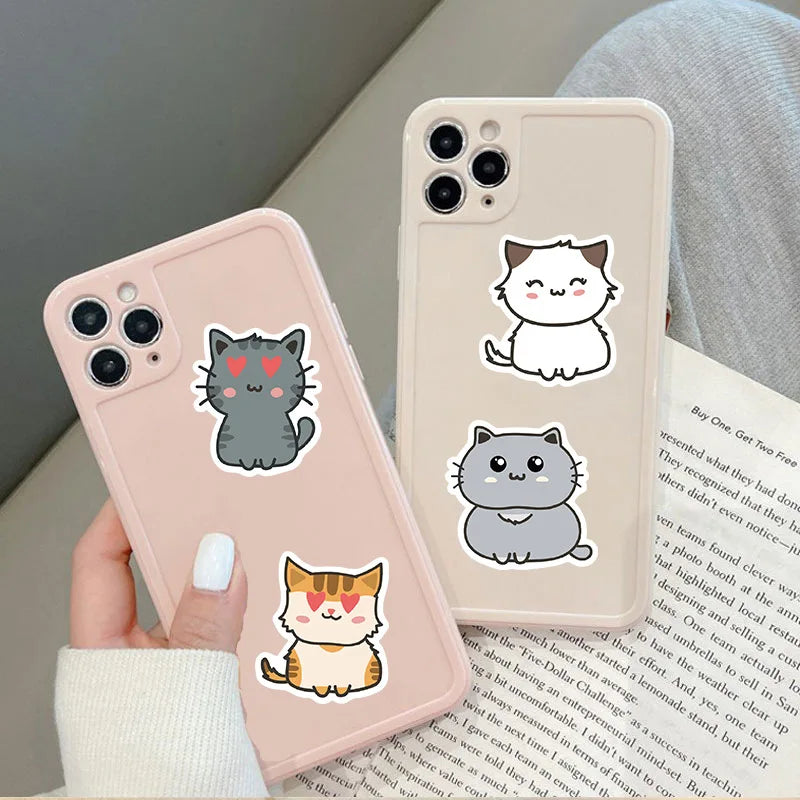 10/30/50PCS Cute Cats Stickers Kitten Animal Cartoon Decals Toys DIY Waterproof Notebook Scrapbook Phone Luggage Bike Decorative