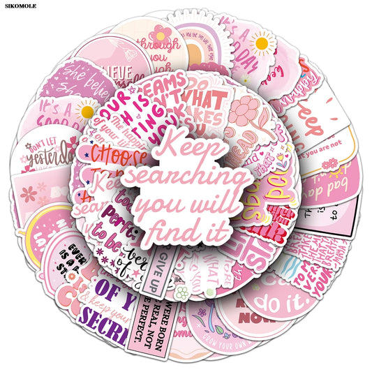 Pink Motivational Quote Stickers for Laptop Luggage Suitcase Decal