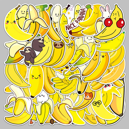 50pcs Cute Banana Graffiti Stickers for Helmet, Wall, DIY Decoration