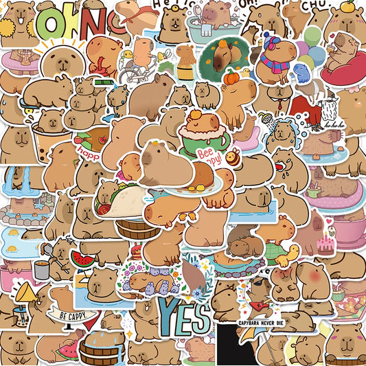Capybara Cartoon Stickers - Cute Animal Decals for Laptop, Car, Diary, Stationery (10/30/50/100pcs)