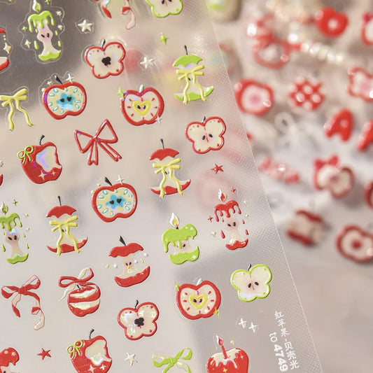 Rhinestone Apple Nail Art Stickers Decals
