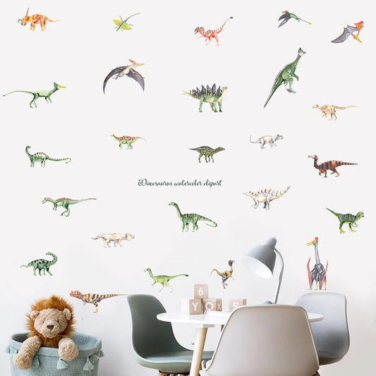 Dinosaur Pterosaur Watercolor Nursery Wall Decals Stickers Decor