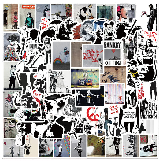 Banksy Graffiti Art Stickers for Phone, Laptop, Luggage, Skateboard - Fun Gift for Kids