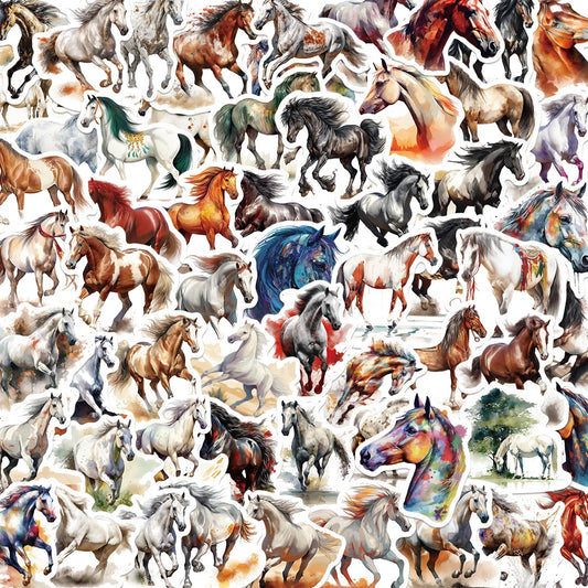 Cartoon Horse Equestrian Stickers Decal Pack - Waterproof for Laptop, Skateboard, Motorcycle, Phone, Car