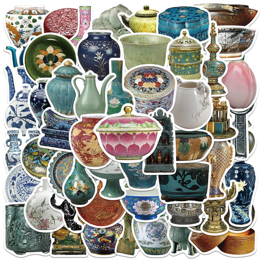 55PCS Art Cultural Relics Stickers for Kids Car Scrapbooking Laptop Fridge PVC Decals Gift
