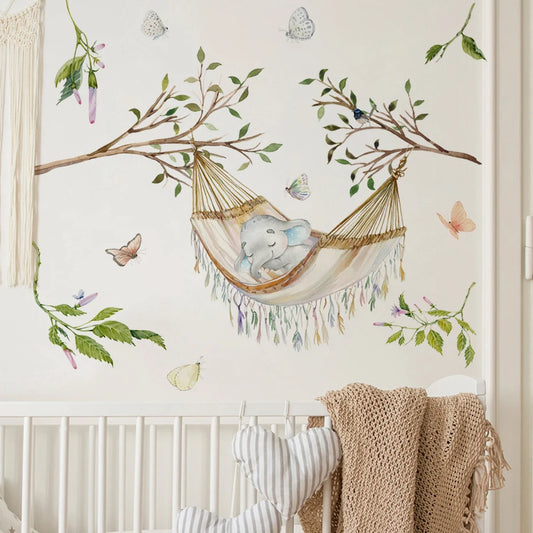 Elephant Sleeping Hammock Wall Sticker Kids Room Decor