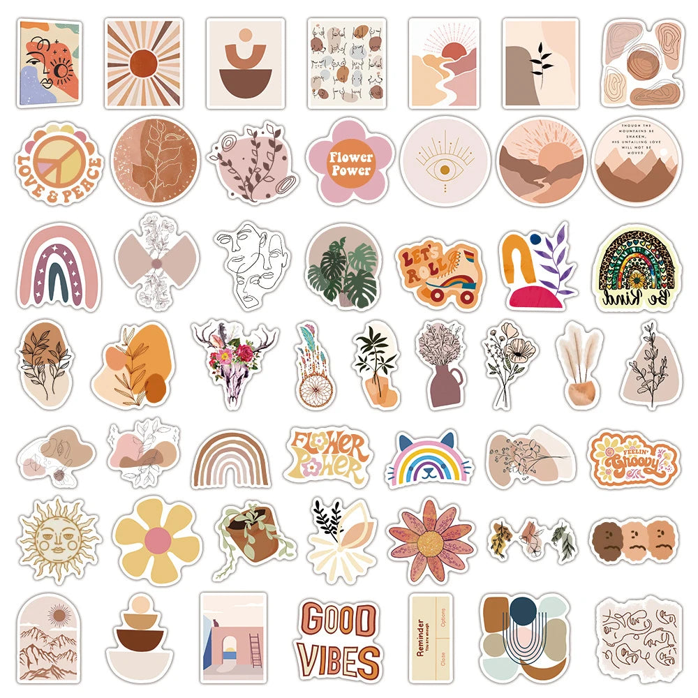 10/30/50/100PCS Cute Fahion Art Pop Style Bohemian Aesthetic Stickers Scrapbook Phone Laptop Car Graffiti Sticker for Girls Kids