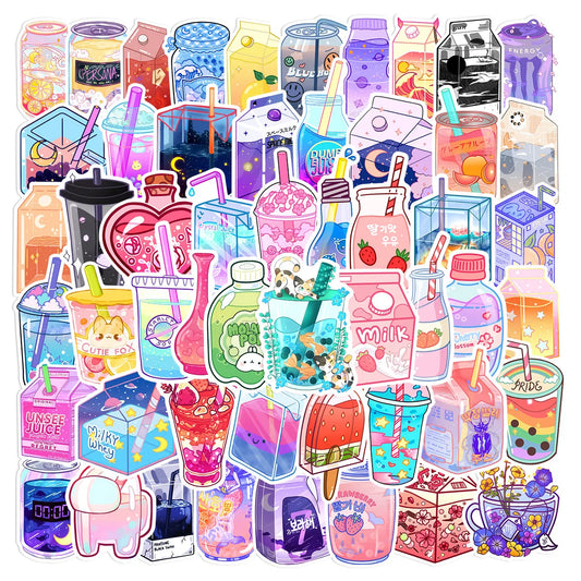 Cute Drink Cup Stickers for DIY Scrapbook, Luggage, Water Bottle, Laptop, Phone - 10/25/50pcs