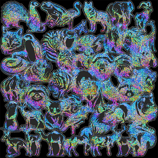Holographic Animal Stickers: Laptop, Phone, Car, Fridge, Kids Toy (10/30/50pcs)