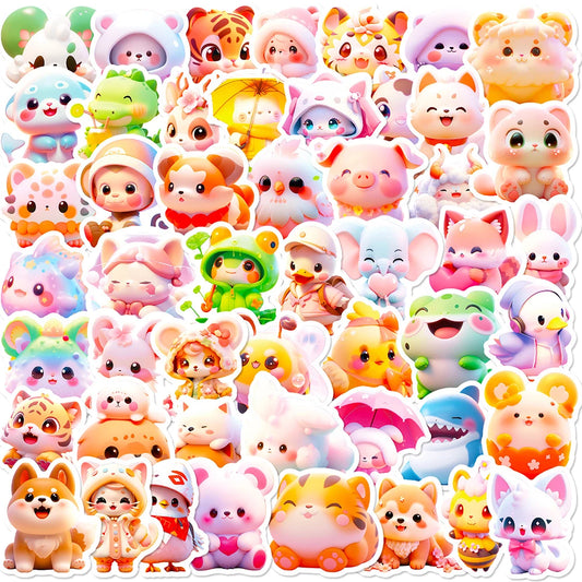 Pink Kawaii Animal Stickers Cute Cartoon Decals for Laptop Guitar Phone Notebook Car Kids Toys